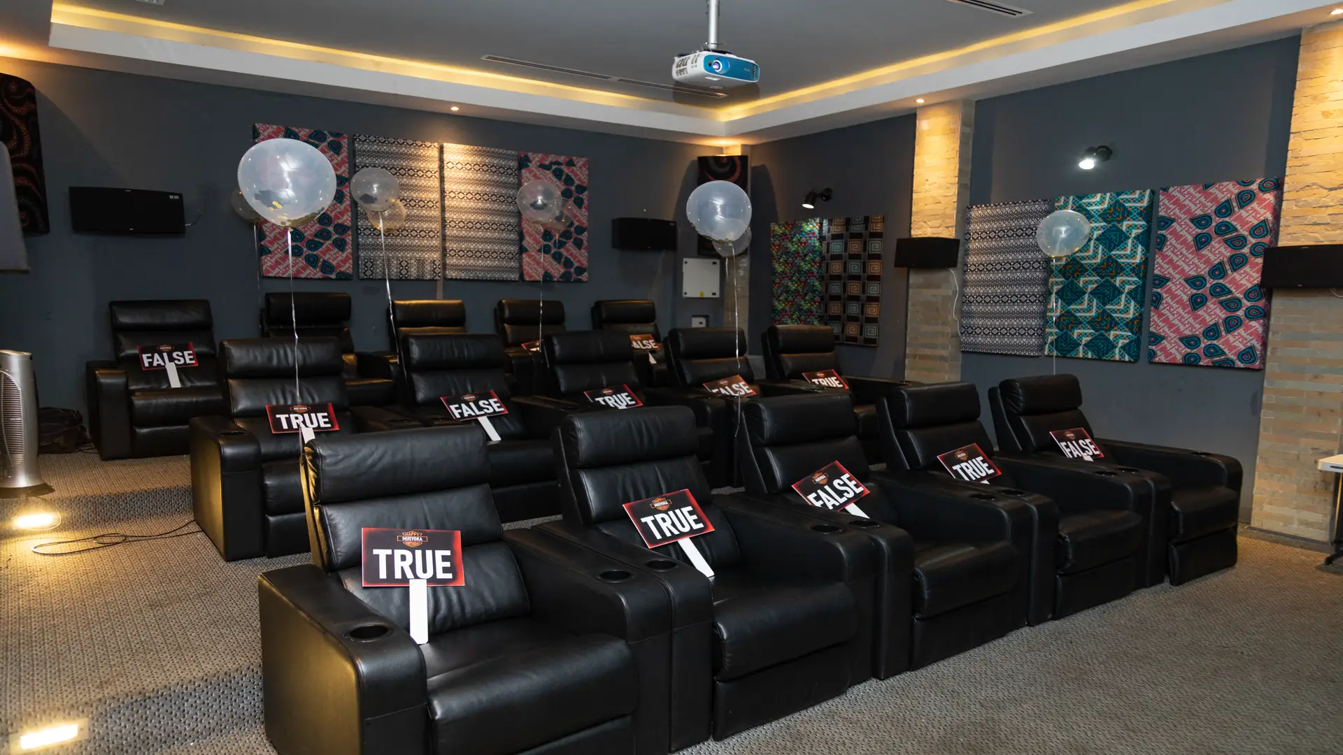 Modern architectural interior with home theatre