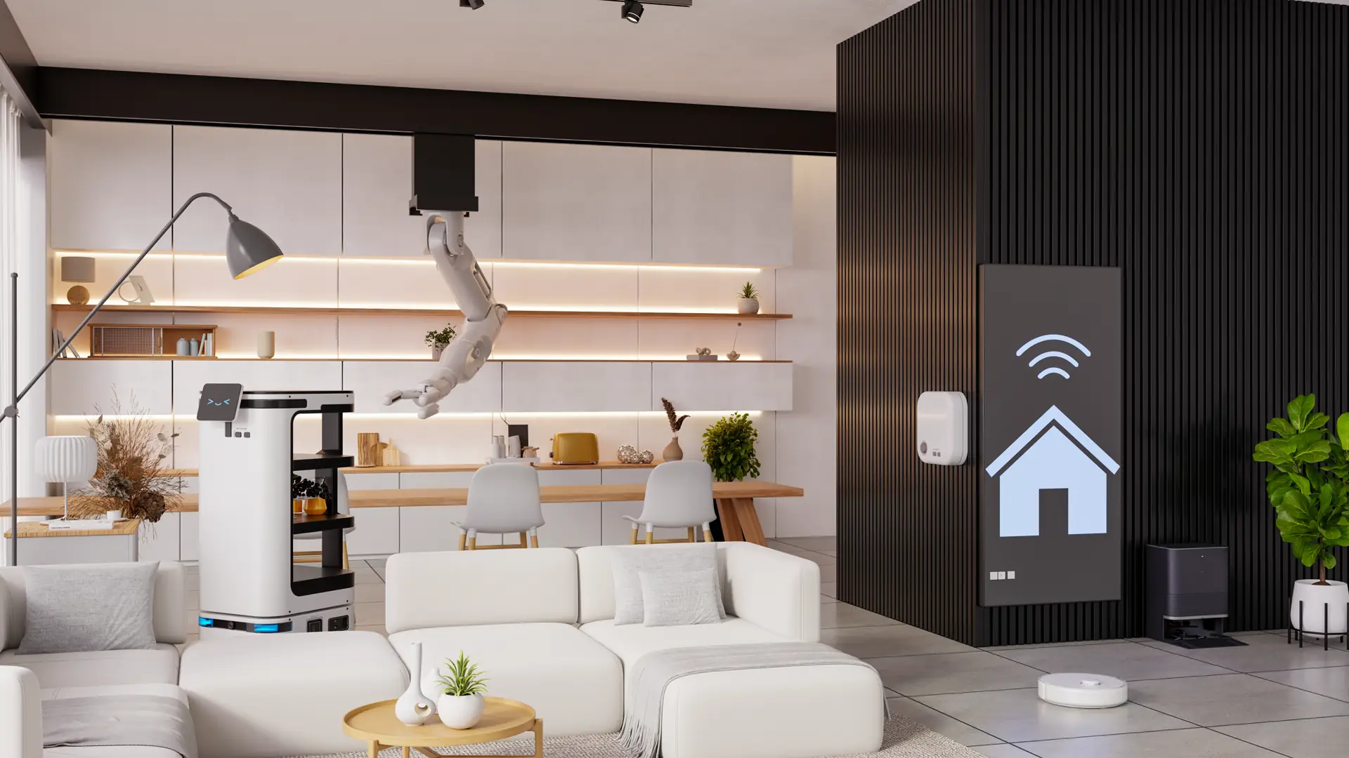 Futuristic smart home living room