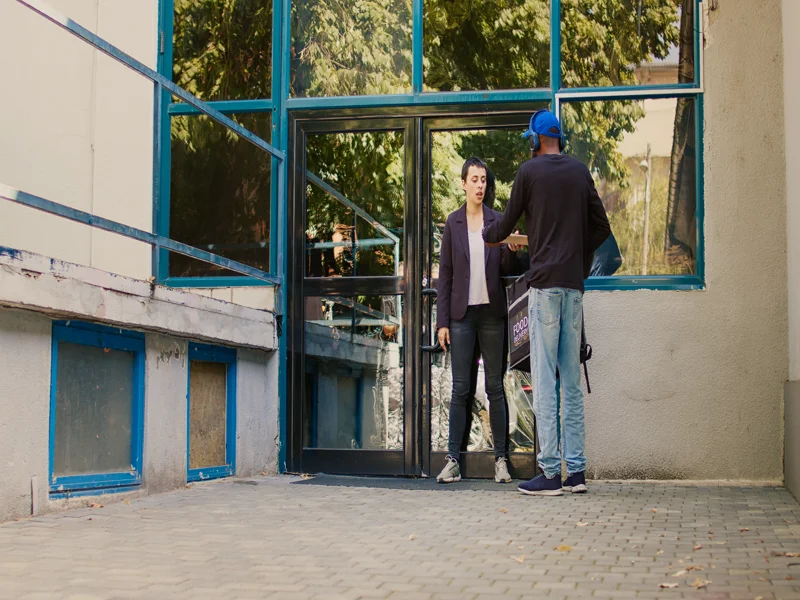 Delivery person at front door