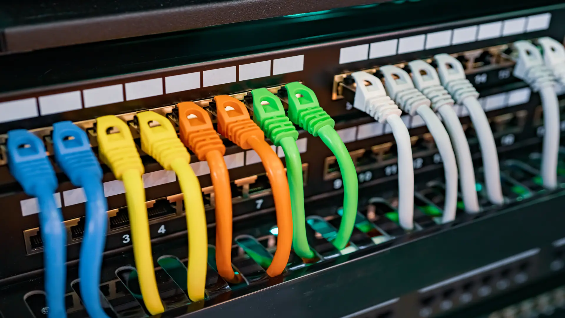 Colorful ethernet cables for network infrastructure